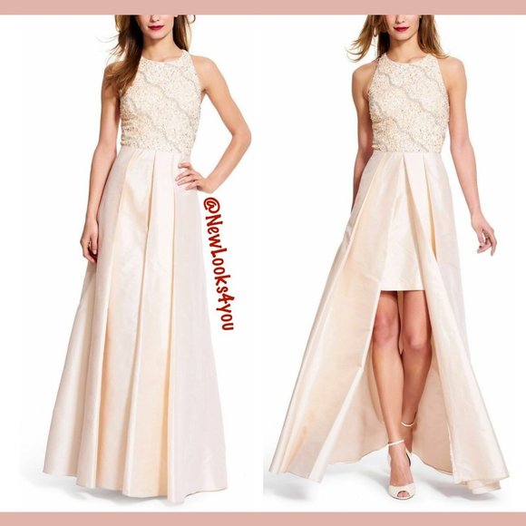 NEW‎ $368 Adrianna Papell Embellished Taffeta Ballgown Light Pink [SZ 10 ] - Picture 1 of 9